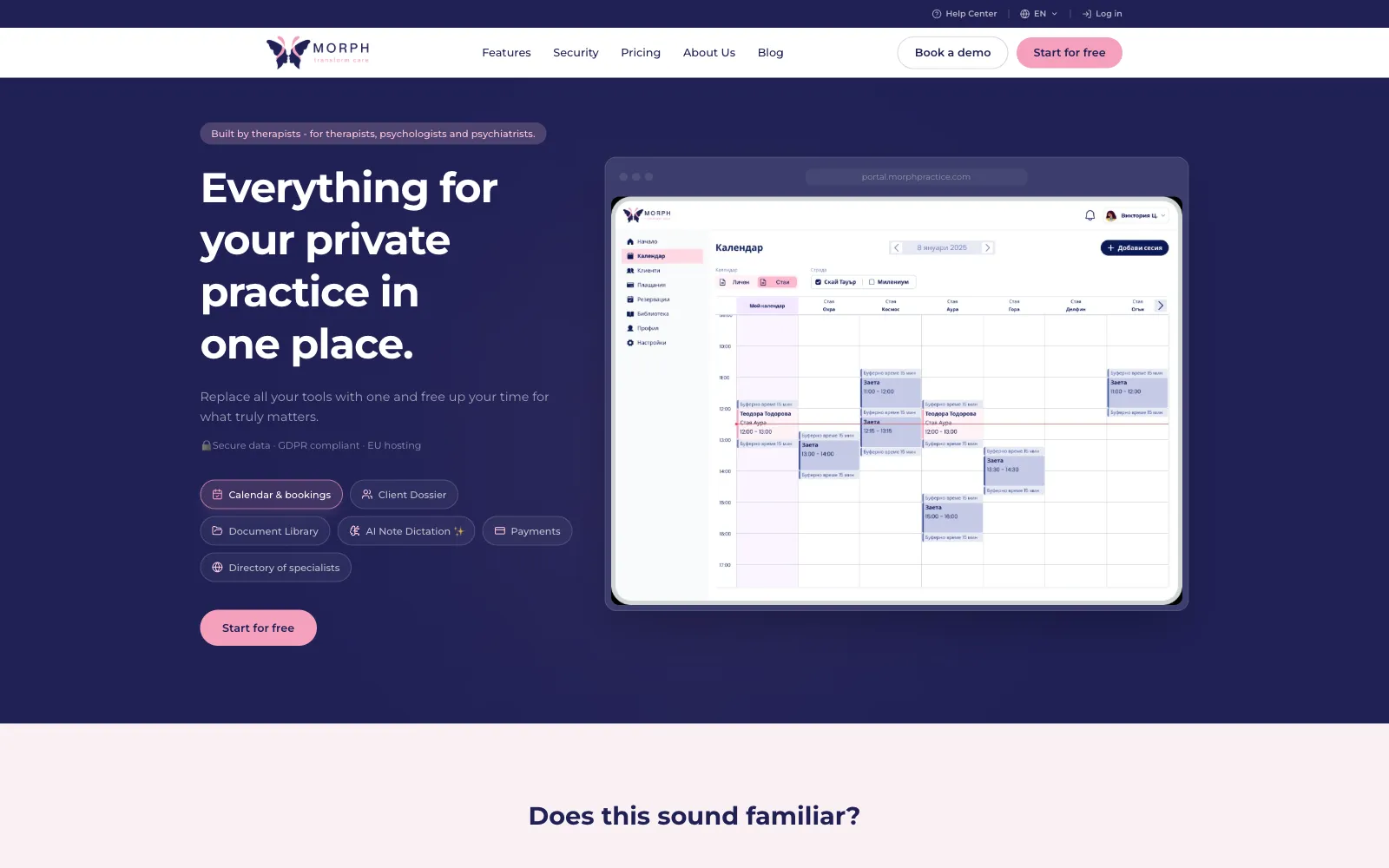 Morph Practice, an all-in-one practice management platform for therapists. Engineered by RapidMVP.